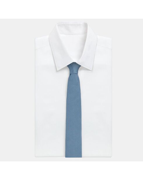 Cravate 100% Soie Carx Piscine à carreaux bleue